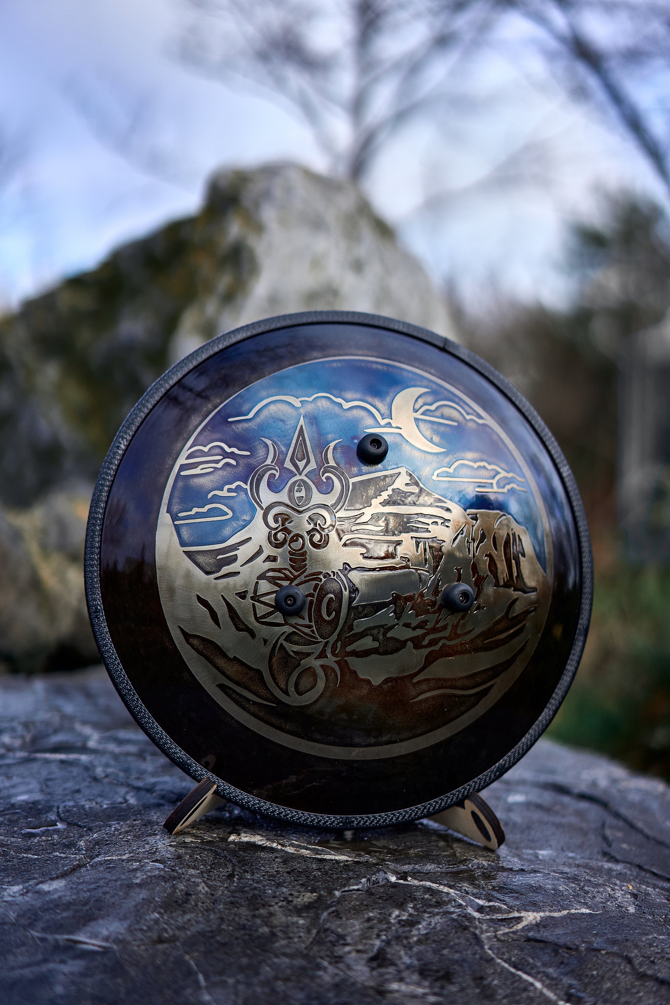 Lord Shiva engraved steel tongue drum