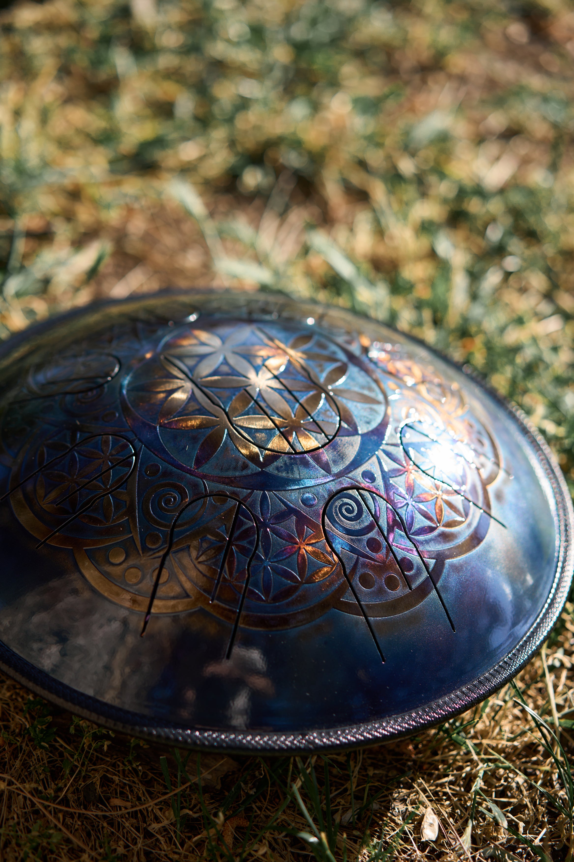 Flower of life steel tongue drum in rainbow color