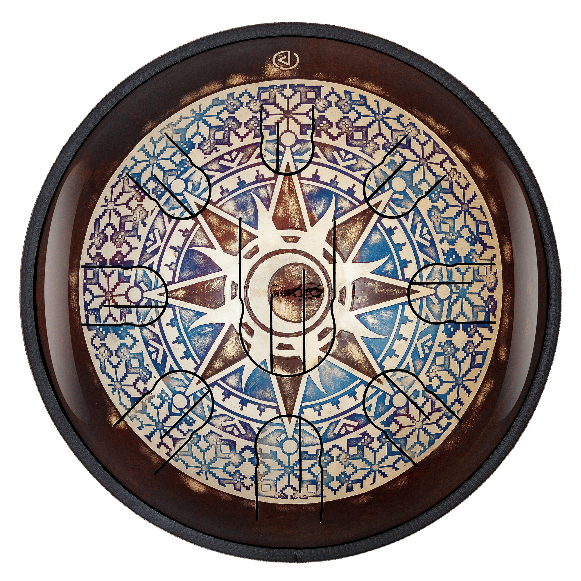 Ethnic Ukrainian Engraved Steel tongue drum - 14 inches